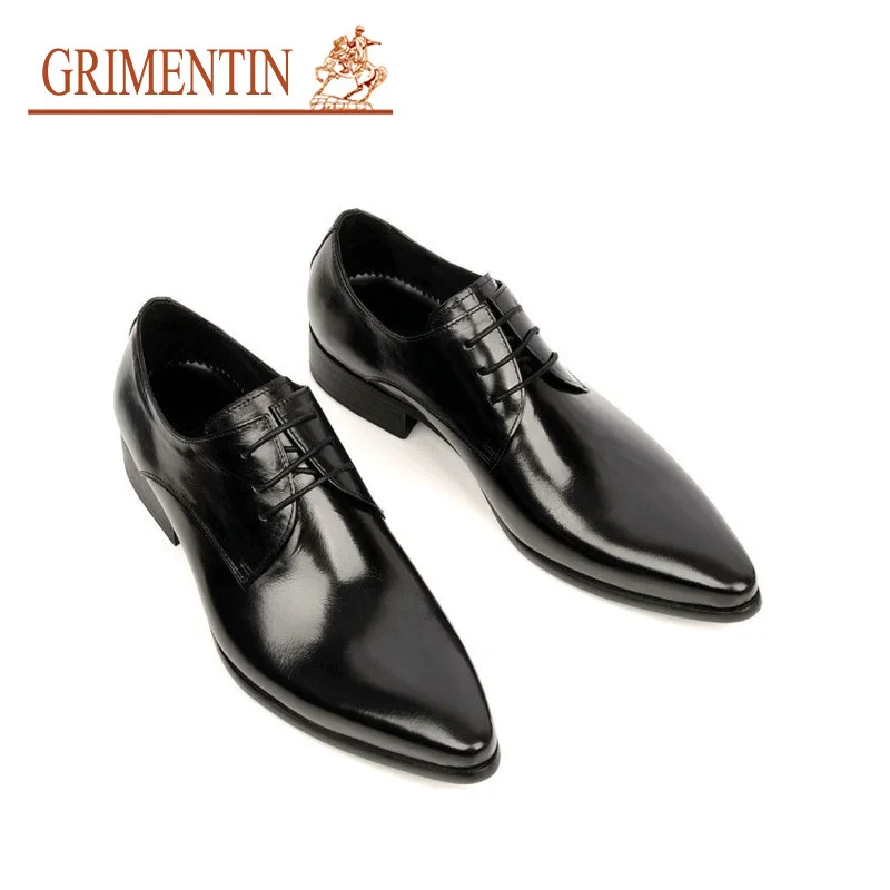 GRIMENTIN Mode designer Italien formelle mens robe chaussures en cuir v%C3%A9ritable noir de luxe de mariage