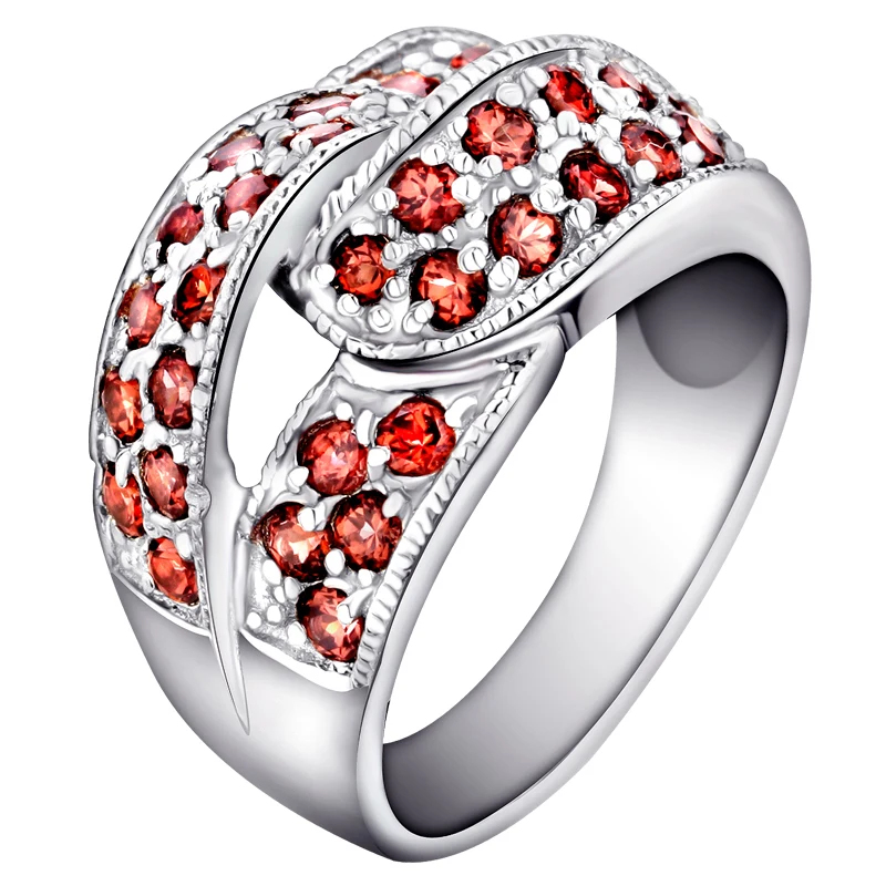 

Natural Garnet Ring 925 Sterling Silver Red Handmade Woman Fashion Fine Elegant Jewelry Girl Knot Birthstone Gift sr0006g