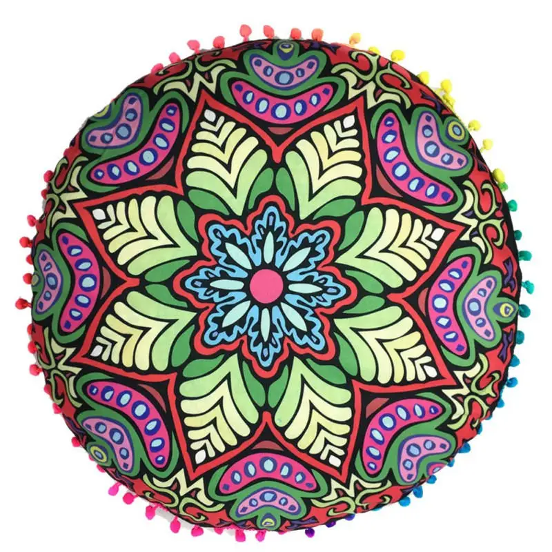 43*43CM Colorful Round Indian Mandala Floor Printed Pillows Cushions Pillows Case Textile Bohemian Pillow 