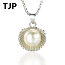 TJP Unique Scallop Pendants Necklace For Fashion Girl Date Party Top Quality 925 Sterling Silver Necklace Jewelry Women Lady scallop hem top