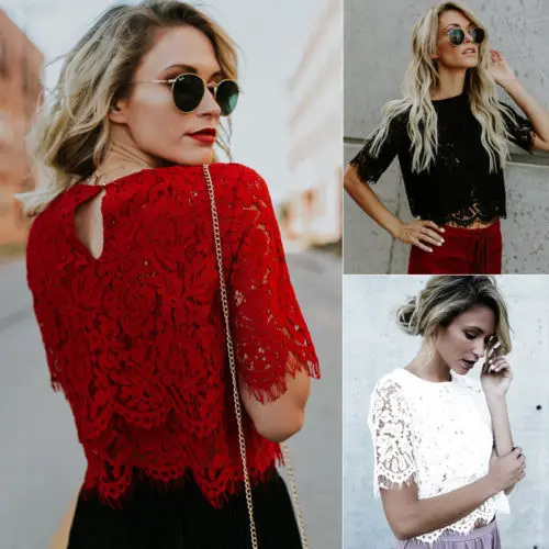 

2018 New Brand Fashion Women Loose Short Sleeve Tops Shirt Casual Lace Tops T-Shirt Women Stylish Clothes