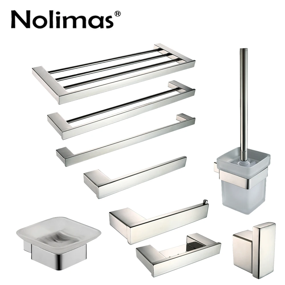 

Mirror Polished SUS 304 Stainless Steel Bathroom Hardware Set Bathroom Accessories Paper Holder Toothbrush Holder Towel Bar