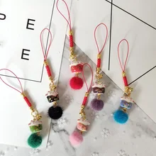 1 шт. Omamori Maneki Neko Fortune Cat Висячие брелки брелок милый меховой колокол украшение подвеска на сумку хороший подарок J30