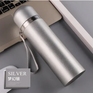 Thermos Cup Customized Logo with Free Stainless Steel Vacuum Flasks 500ml Gifts Lettering Advertising Cup Printing - Цвет: Sliver