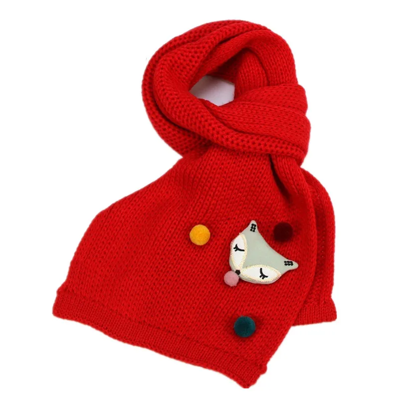 Детский шарф на осень-зиму для мальчиков и девочек; новые модные теплые длинные шарфы; вязаный шарф с рисунком лисы для малышей; удобный теплый шарф - Цвет: red