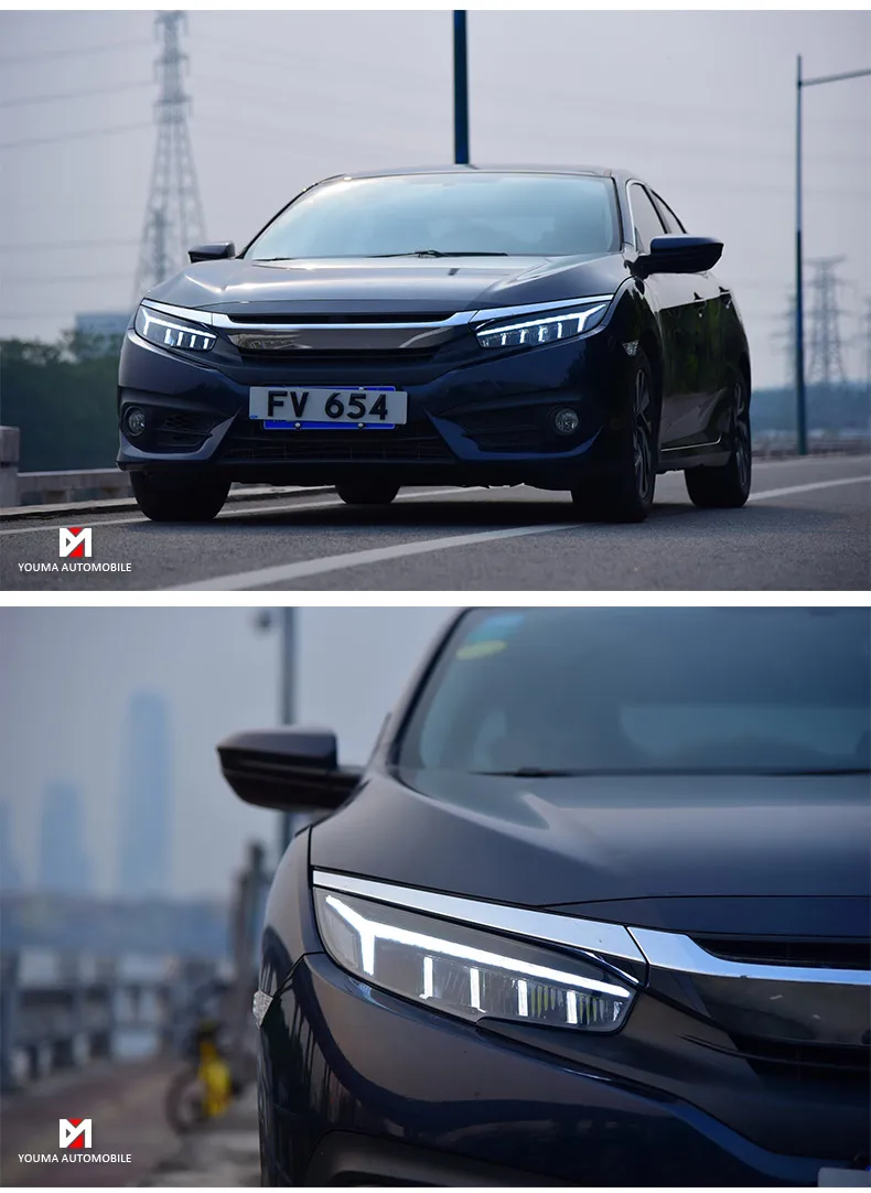 Автомобильный Стайлинг для новых Honda Civic- фары для civic DRL линзы новые Civic светодиодный фары с динамическим поворотом