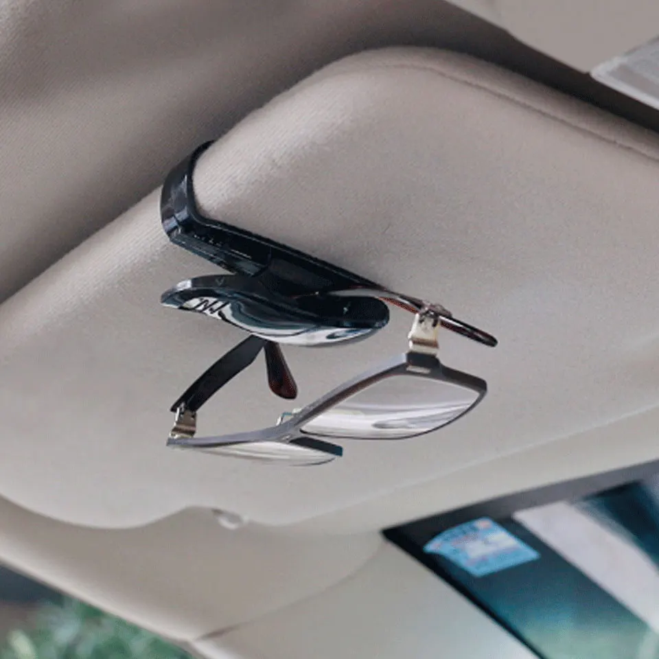 

Car Creative Glasses Clip Car Glasses Box PVC ABS Material Clip Multi-Function Visor Bill Business Card Holder Black