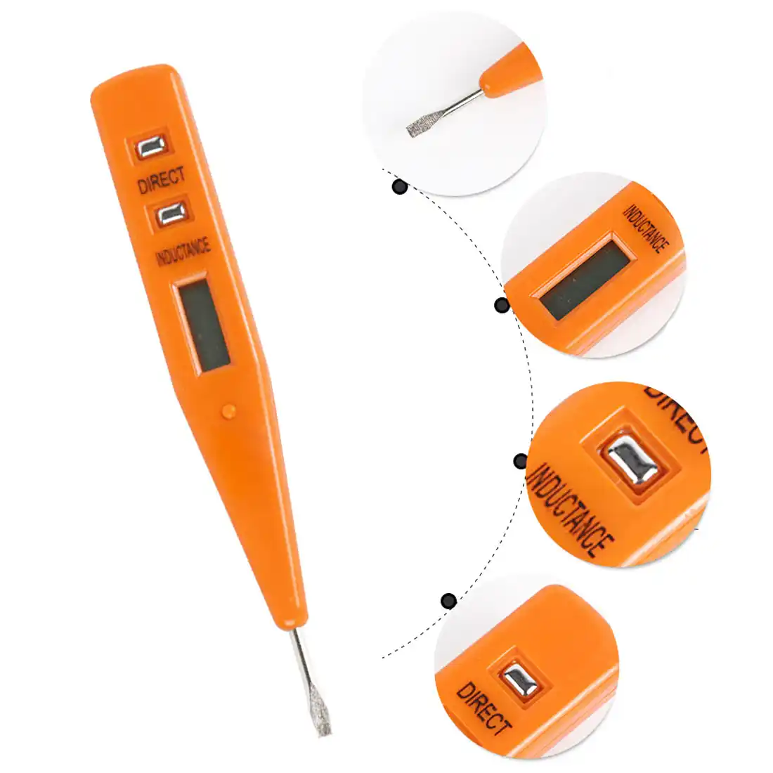 Penna di prova digitale multifunzione AC DC 12-250V tester display LCD elettrico rilevatore di tensione penna di prova per elettricista-arancione e nero senza luce