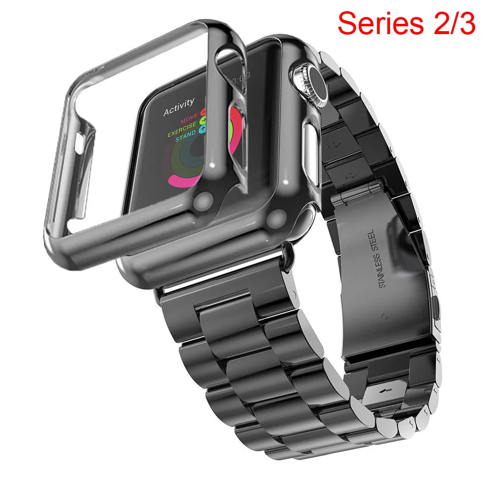 Ремешок из нержавеющей стали для часов Apple Watch Series 2 3 Band бампер наручных iWatch 42 мм 38