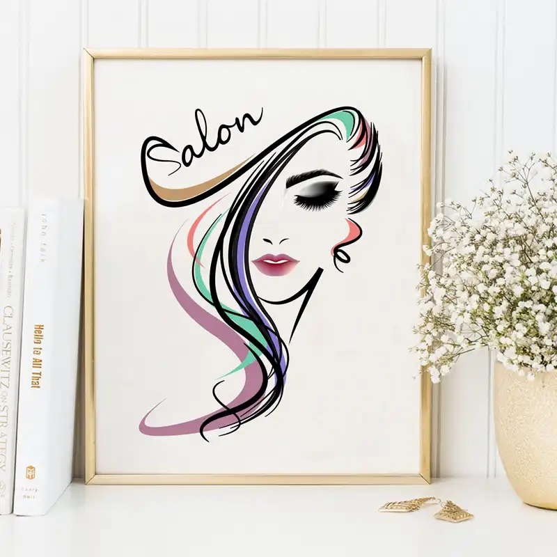 Beautiful Girl Hair Salon Canvas Art Print Poster , Hair Salon Canvas