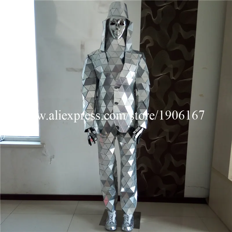 Catwalk Shows Men Silver Color Stage Ballrooom Costume Mirror Man font b Clothing b font Party