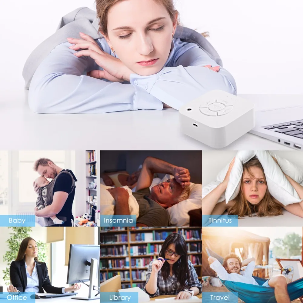 Белый шумовая машина USB перезаряжаемые таймированный выключение сна звук машина для сна и релаксации для взрослых офис путешествия