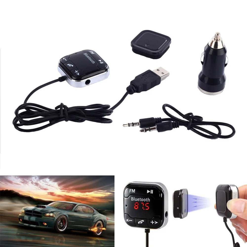 1pcs Magnetic Car FM Transmitter Bluetooth Car Kit Wireless Audio TF Card MP3 Player Auto AUX Dual USB Car Charger Hand Free Set