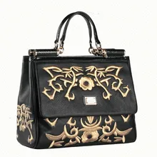2016 echtes Leder Frauen Messenger Bags Blumen Stickerei Totes Damen Abend Kupplung Schultertasche Handtasche Crossbody Tasche
