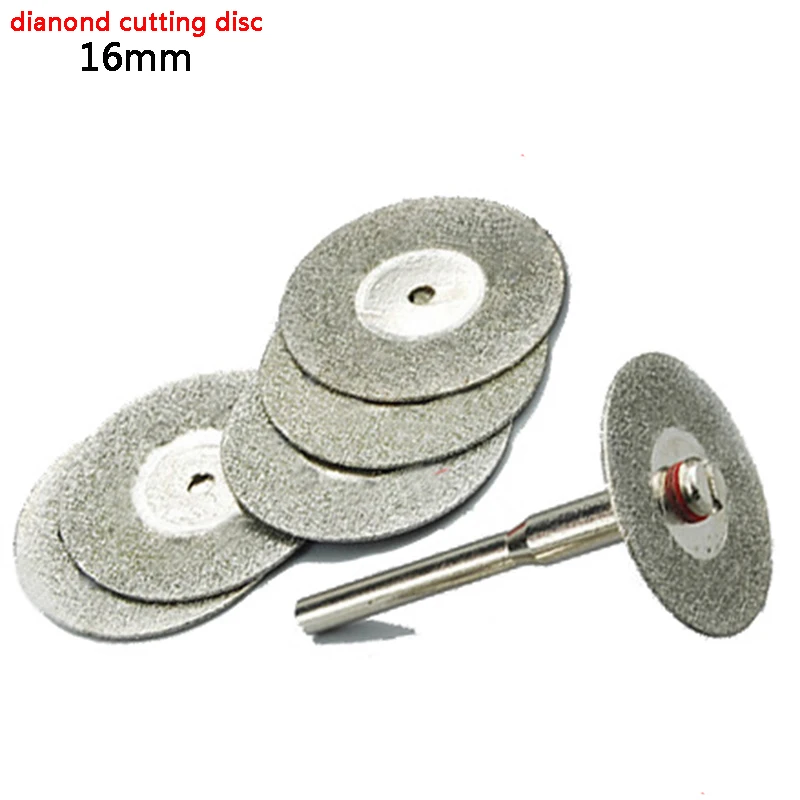 

10Pcs 16mm Mini Sharp Diamond Cut Off Rotary Tool Cutting Disc Disks DIY Tools Accessories For Dremel with 2Pcs rod