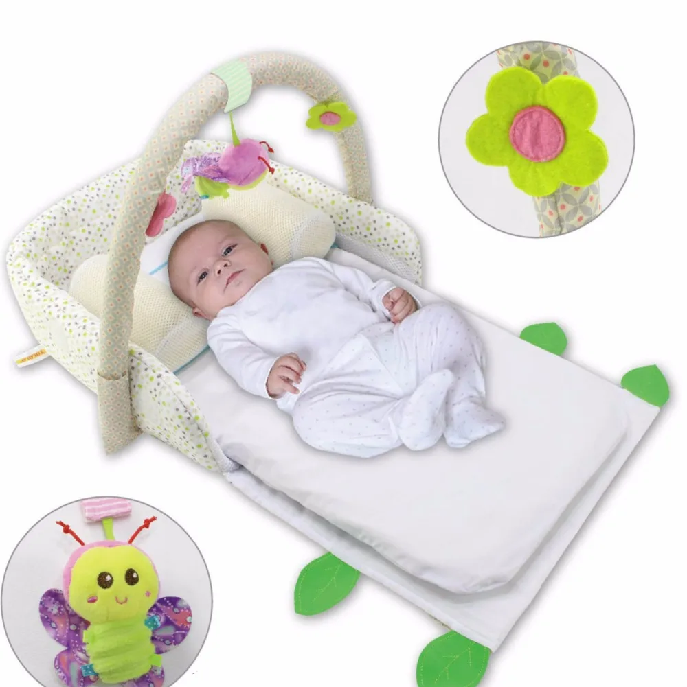 

Cotton portable baby co-sleeper bed travel carry folding cot moses basket travelling rib nest 37.5*15.5*38cm