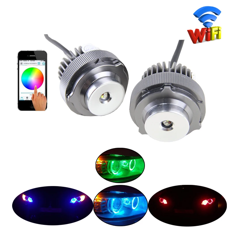 

2x High Power RGB WIFI Control Auto Car Front Driving Headlight Led Marker Angel Eyes Bulbs For Bmw E60 E61 LCI Car-Styling