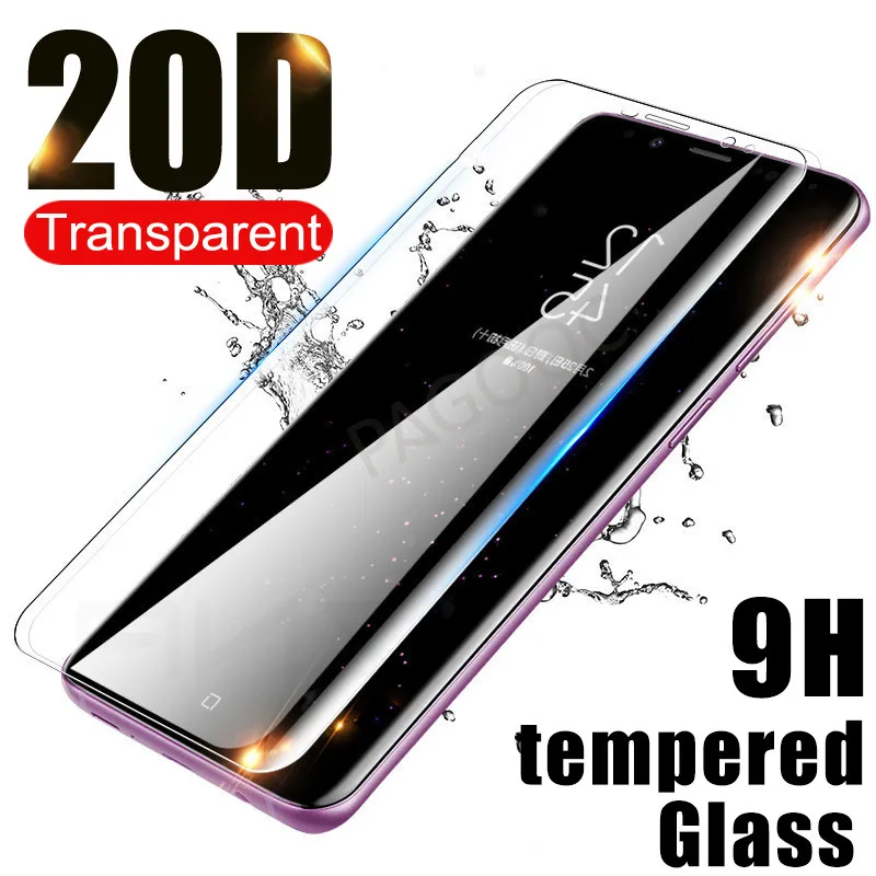 20D Full Curved Tempered Glass on for Samsung Galaxy S8 S9 Plus S7 Edge Note 8 9 S8 S9 Screen Protective Transparent Glass Film