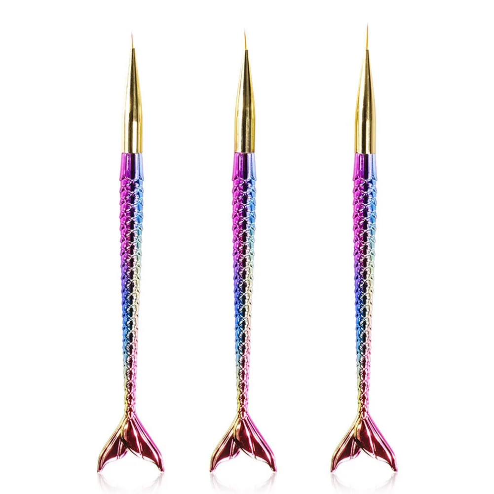 

3 Pcs/Set Nail Art Liner Pen Brush Mermaid Handle Tips Painting Drawing Manicure Polish Tools SSwell