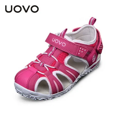 Бренд uovo г. Летняя пляжная детская обувь сандалии с закрытым носком для девочек дизайнерские сандалии для малышей для девочек от 4 до 15 лет - Цвет: Красный