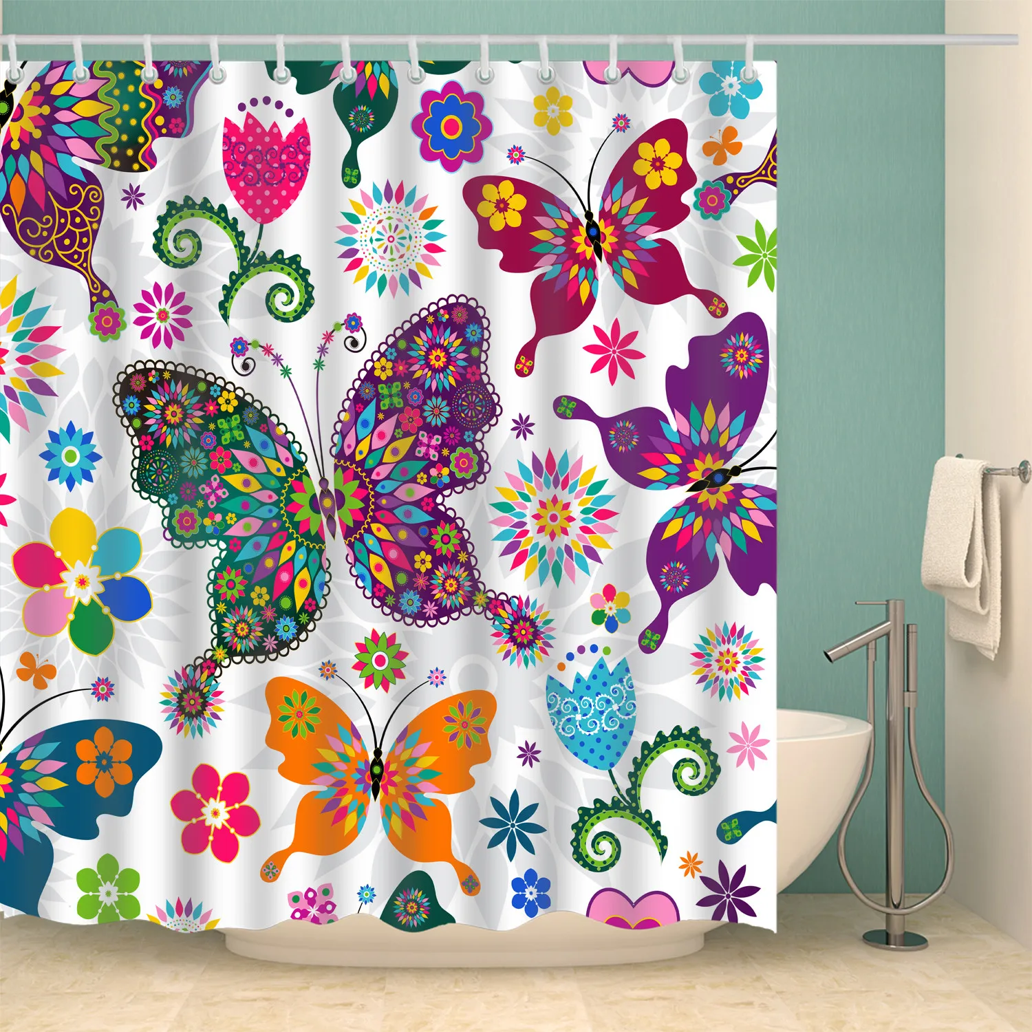 Washable Cute Sweet print Shower curtain waterproof 3D polyester fabric for bathroom curtain large 180x200cm cortinas - Цвет: D0354