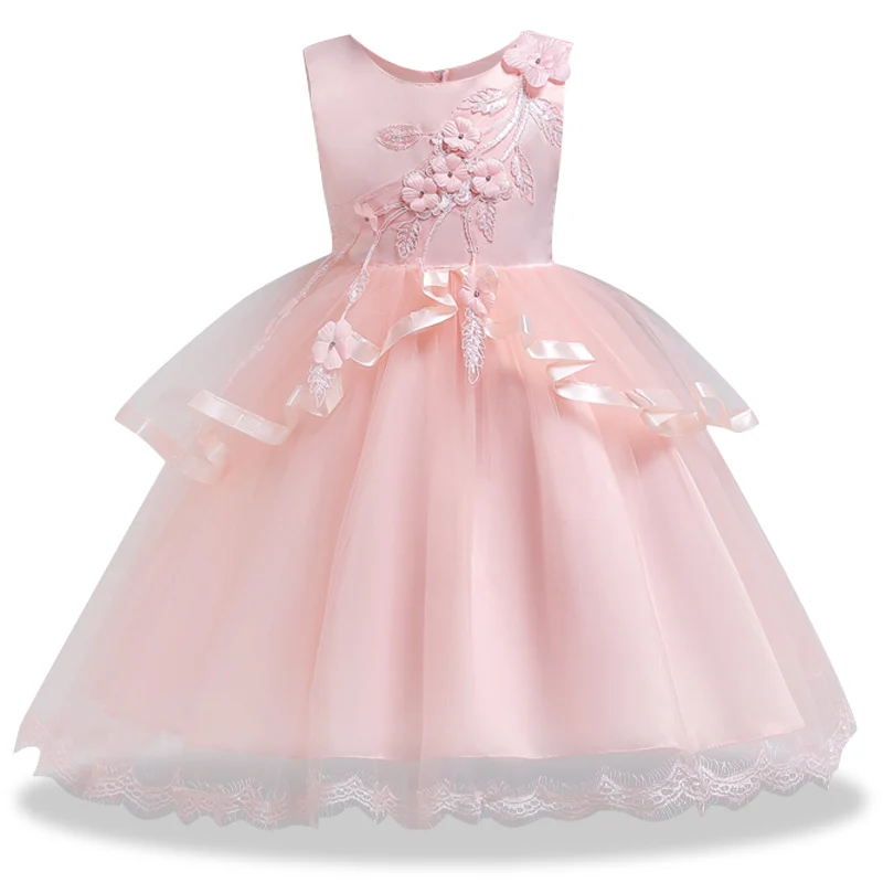 Новые праздничные Детские платья для девочек; летнее платье принцессы; платье для маленьких девочек; Летние свадебные платья для девочек; карнавальный костюм; Vestidos - Цвет: Pink