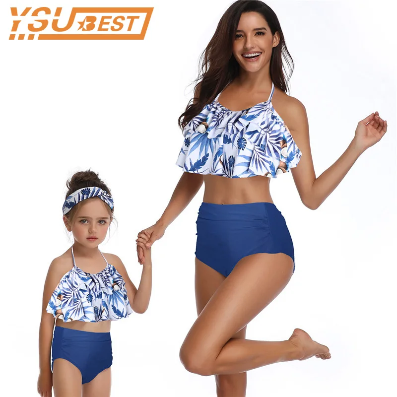 Mommy and Me Swimwear Bikini Family Matching Clothes Summer Mother Daughter Swimsuit Outfits Look Mom Baby Clothing | Мать и ребенок