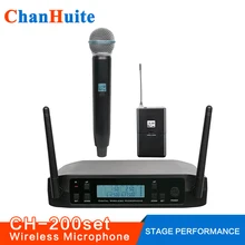 Lavalier UHF Inalámbrico de Mano Sistema de Micrófono Vocal Micrófono Inalámbrico Profesional Micrófono Auricular para Demostración de la Etapa de La Iglesia de La Escuela