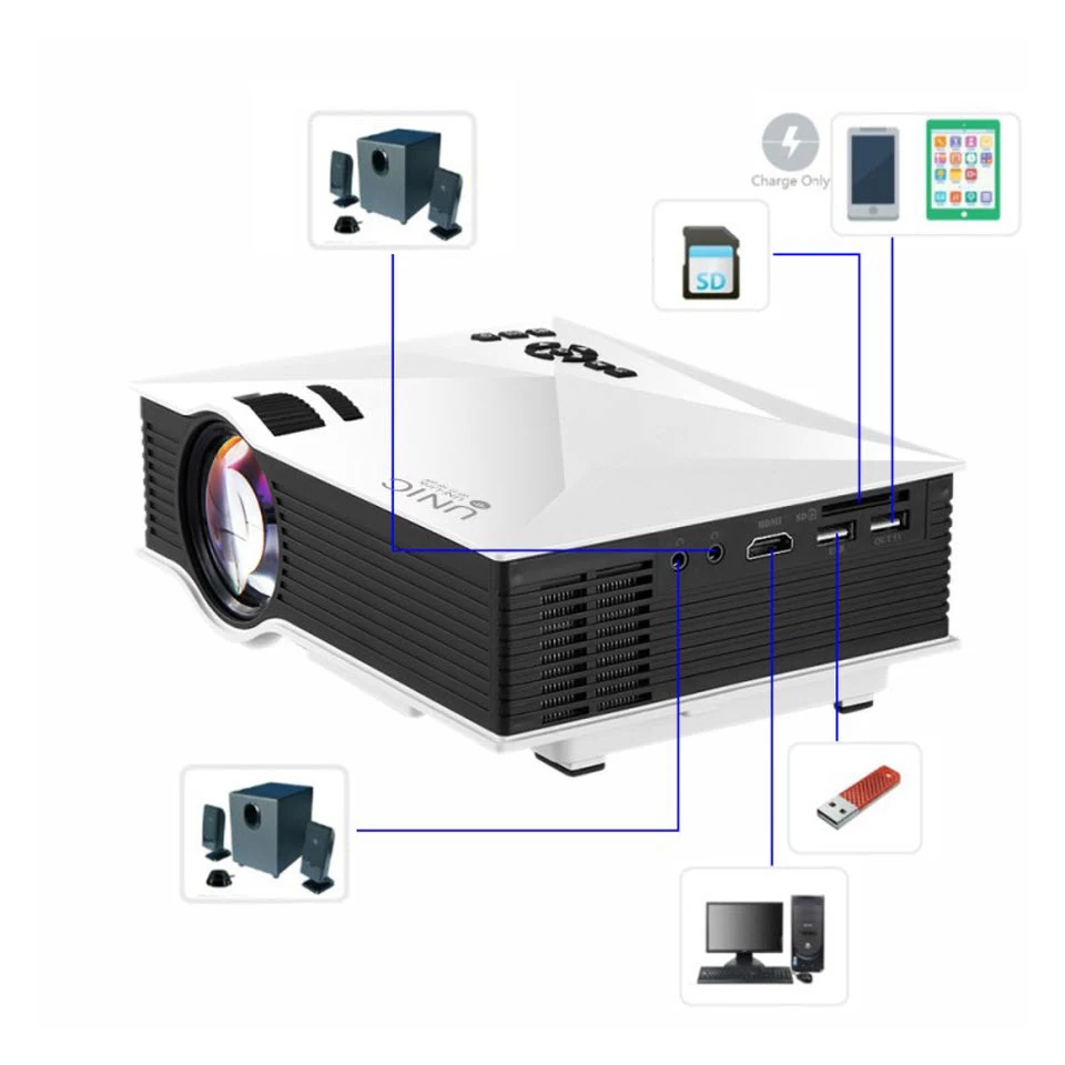  Original UNIC New Upgrade UC68 Full HD1800 lumens led projector Home Theatre Multimedia Support Mir