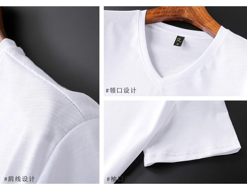 t shirts for men Plain black White tshirt Mercerized Cotton fashion brand t shirt men Casual Short Sleeves Cool T-shirt Men (13)