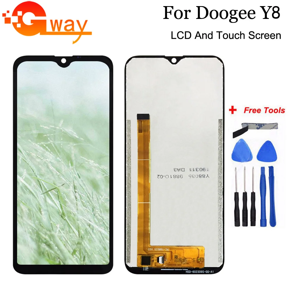 Скидка Для Doogee Y8 ЖК дисплей и сенсорный экран дигитайзер сборка Замена с инструментами + Клей Для Doogee Y8 телефон