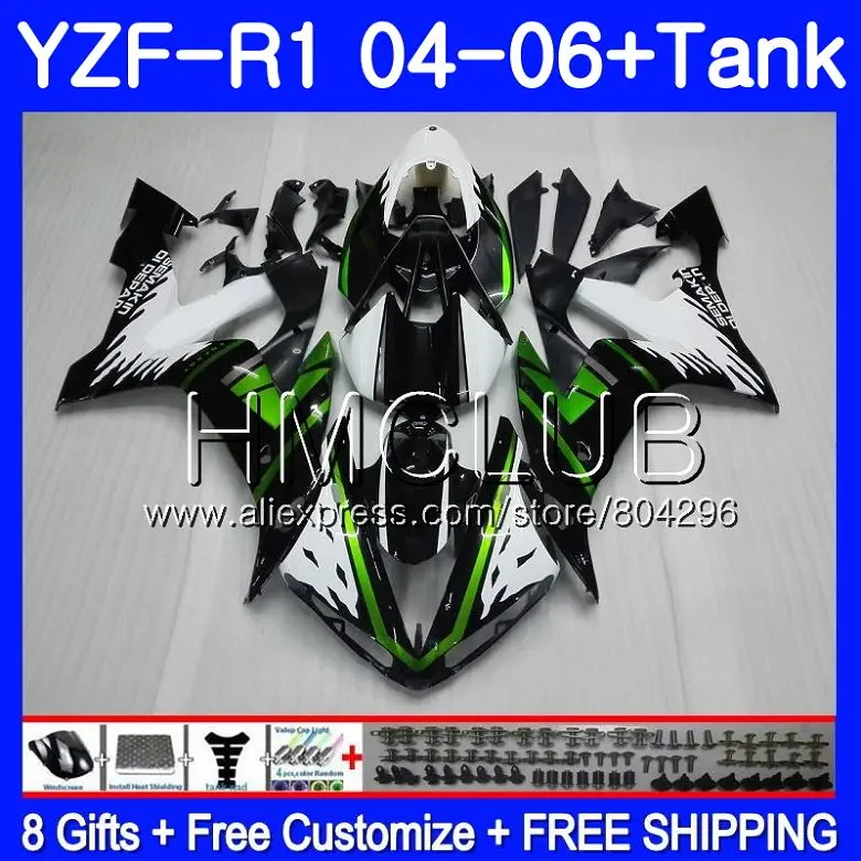 

Body For YAMAHA YZF1000 YZF R 1 Green black YZF 1000 YZFR1 04 05 06 110HM11 YZF R1 04 06 YZF-1000 YZF-R1 2004 2005 2006 Fairing
