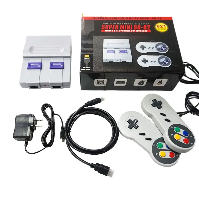 SUPER MINI SNES NES Retro Classic Video Game Console TV Game Player Built-in 821 Games with Dual Gamepads