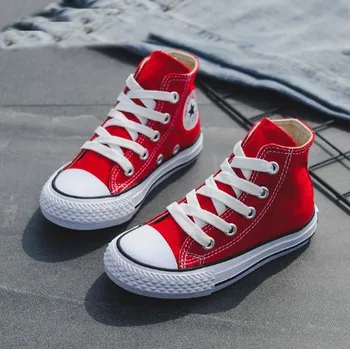 

Brand New Children Casual Shoes Unisex Classic High Top Girls Canvas Shoes Student Lace up Sneakers for Boys New Toddler Shoes