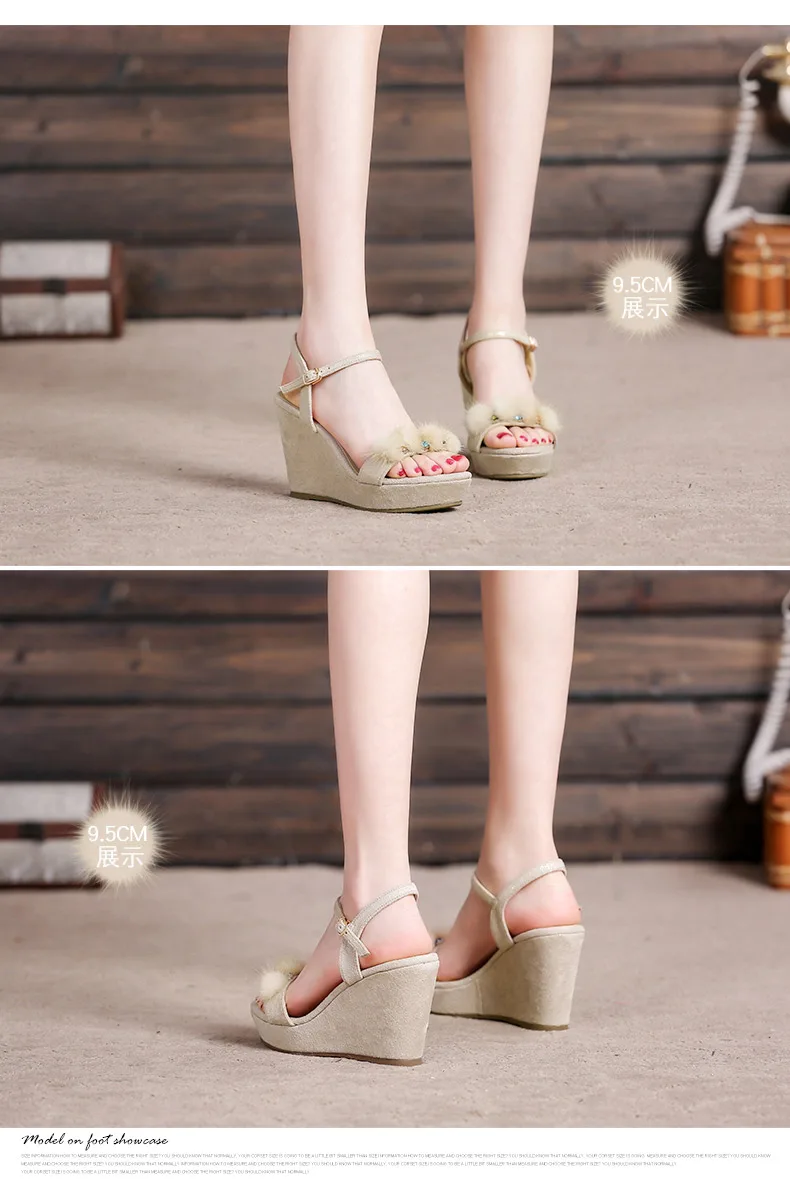 37_2019 Summer Fashion Womens Wedge Sandals Female Retro High Heeled Platform Rhinestone Shoes Online