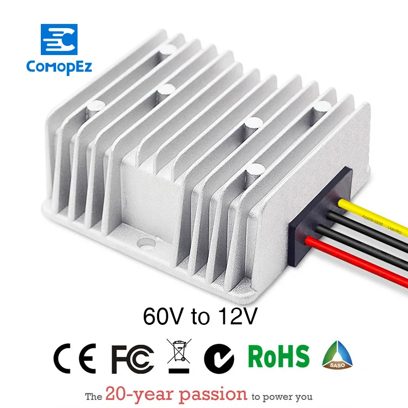 

Waterproof Power Supply 60V to 12V Converter DC/DC 60V to 12V 3A Step-down Car Module Low Heat Auto Protection Size 74*74*32mm