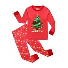 Модные осенние детские рождественские комплекты из 2 предметов Повседневный пижамный комплект для мальчиков и девочек, футболки и штаны комплекты одежды для малышей комплект из 2 предметов с длинными рукавами