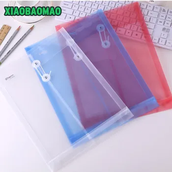 

Thicker 12pcs A4 format File Bag Color Transparent Wrapped around the rope file holder Vertical section Office Supplies