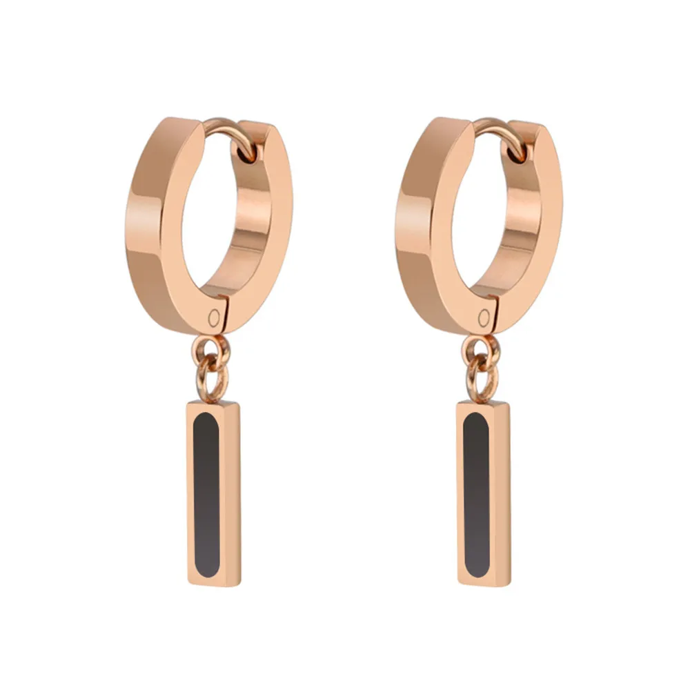 

Fashion earrings gold women jewelry strip square round stainless steel Rose gold trendy earrings for men Unisex jewellery