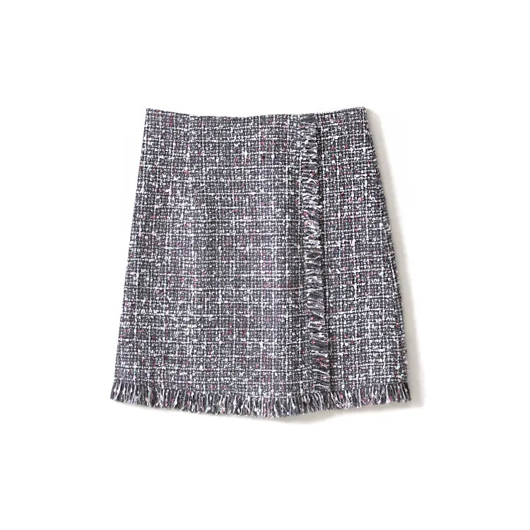 

New DQ0069 2009 Spring Commuter OL Fragrance Half Skirt Feather with Staple Wool and High waist A shaped Skirt