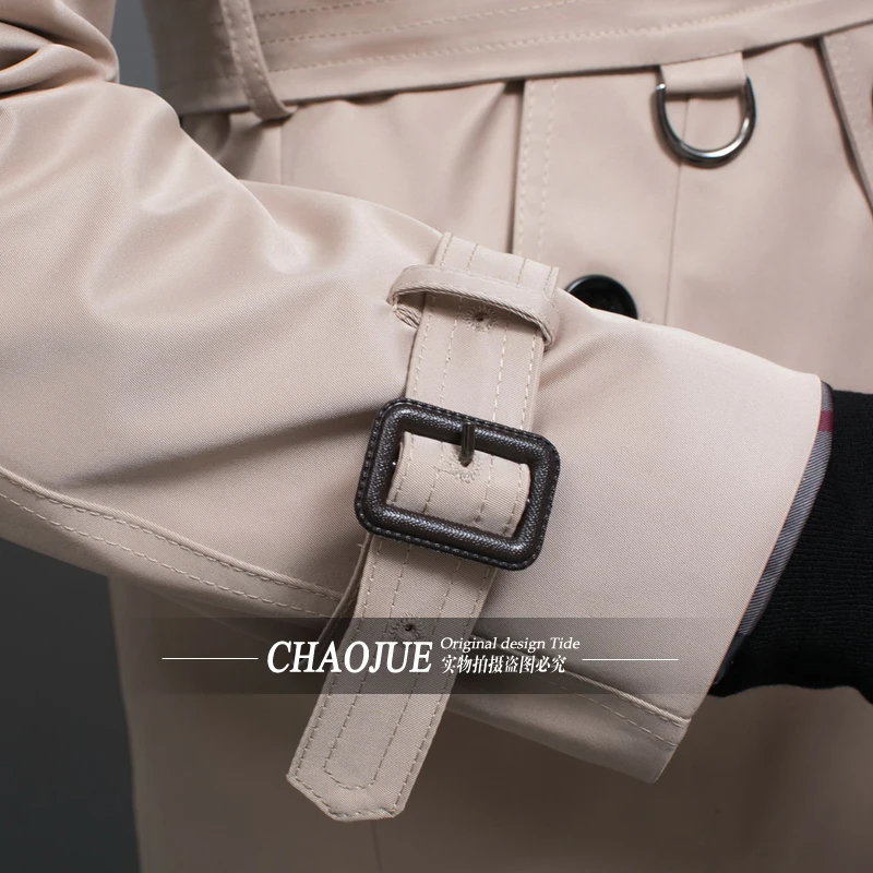 Mens Trench Coat England Quality Beige Plus Size 3XL CHAOJUE For Gift