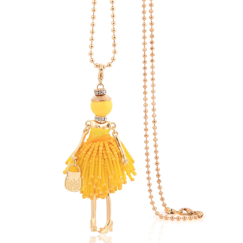 

new fashion big choker necklace for women wholesale costume handmade necklace high quality 2019 party tassel long chains yellow