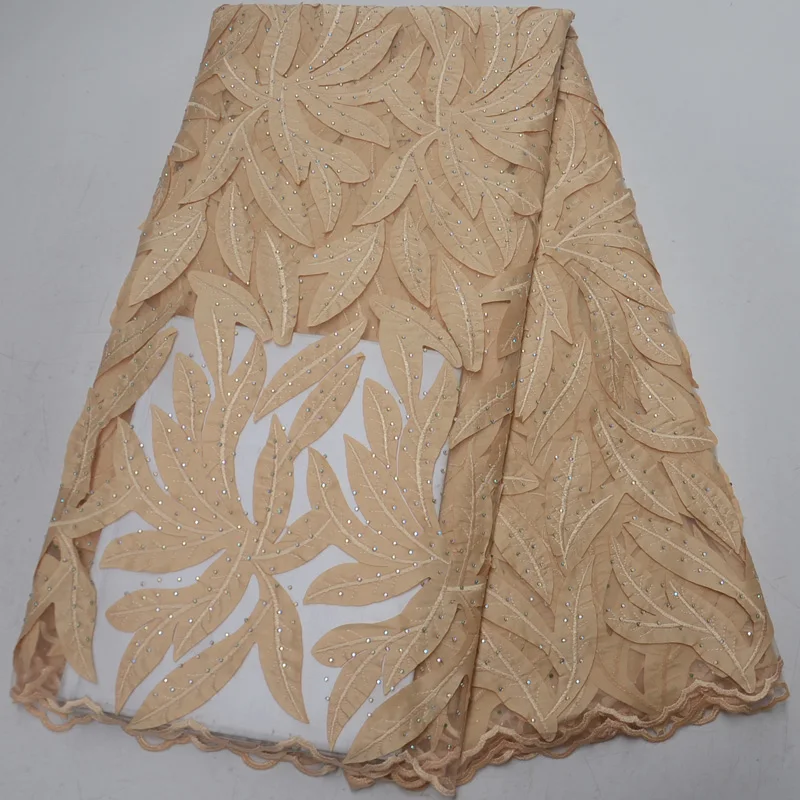 

8 colors (5yards/pc) high quality gold African French net lace fabric with laser cut pattern and stones for party dress FLP109