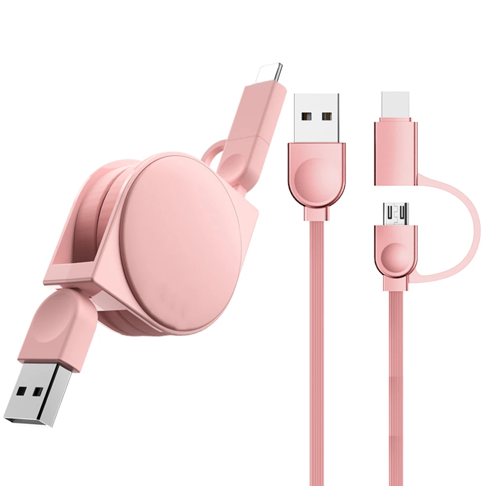 2 в 1 Micro USB+ type C/8 Pin порт кабель для samsung Xiaomi huawei Выдвижной usb кабель для зарядки для Iphone X XS Max 8 7 6 6s