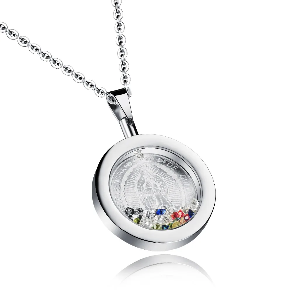 

Guadalupe holy pendant floating locket necklace for Women Catholic Mary the Holy Mother of God Virgin of Guadalupe