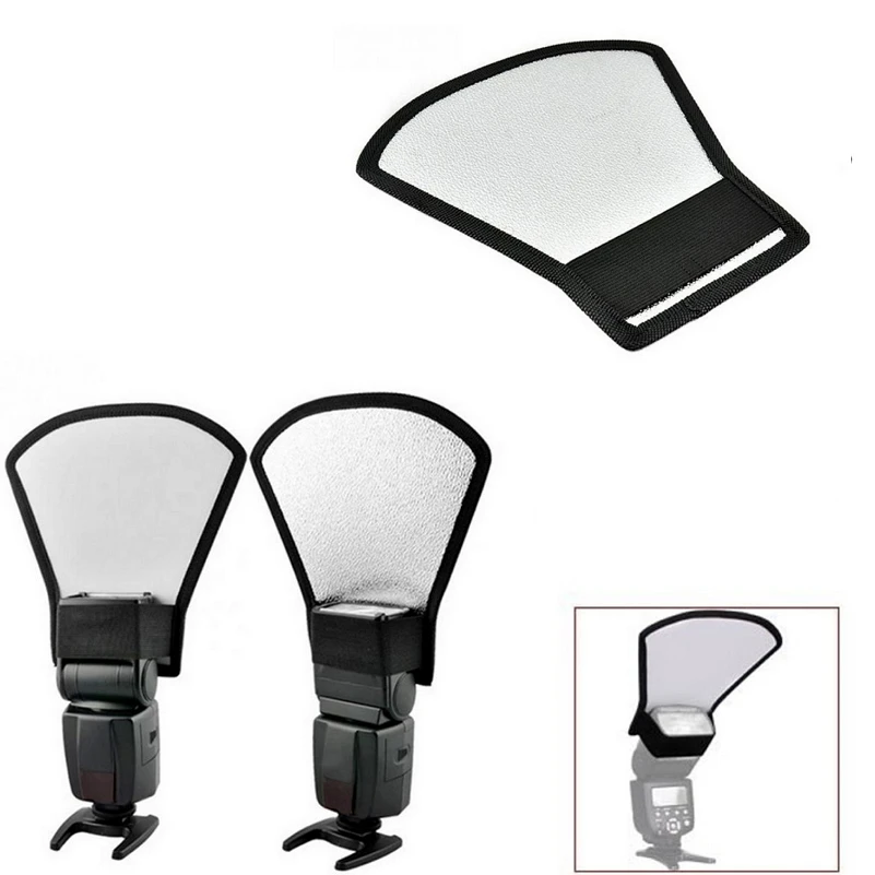 

Sector Shape 2 in 1 Camera Flash Diffuser Softbox Photo Flash Light Reflector Silver/White for Photography DSLR Camera Accessory