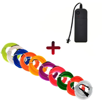 

EL Wire Neon Light Dance Festival led strip EL lights With battery controller Flexible Car light 2.3 MM with 6 MM sewing edge