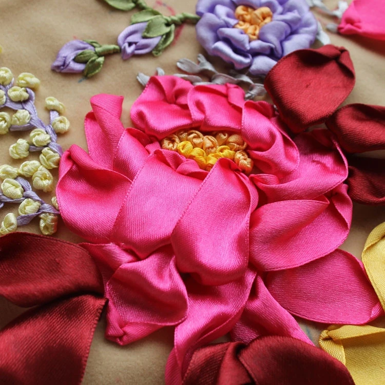 Наборы для вышивания 3D незавершенных лент, наборы для вышивания ручной работы, красивый цветочный ворс, тканевый чехол для подушки