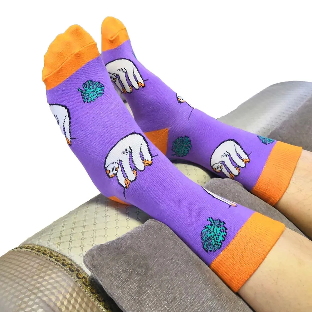 

cute sloth socks purple cotton socks novelty sloth gift crazy crew socks women unisex 20 pairs/lot SIZE EU 37-42