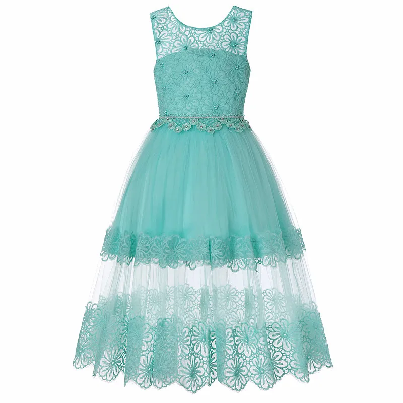 

5-14 Years Kids Dress for Girl Wedding Tulle Lace Long Dresses Elegant Princess Party Pageant Formal Gown for Teen Children 2019